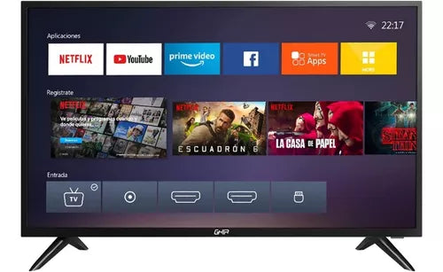 Television Smart Ghia Netflix Hd 32 Pulg 720p Wifi, 2 Hdmi, 2 Usb, Rca, Optico, 3.5mm 60hz