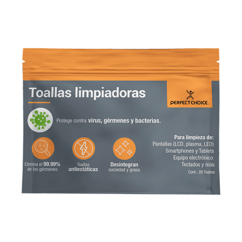 Toallas Limpiadoras Perfect Choice Antiesteticas Para Pantallas Con 20 Piezas