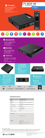 Tv Box Stylos Smart 4k 2 Gb De Ram Con 16 Gb De Almacenamiento Android 10 Quad-Core Stvtbx5b
