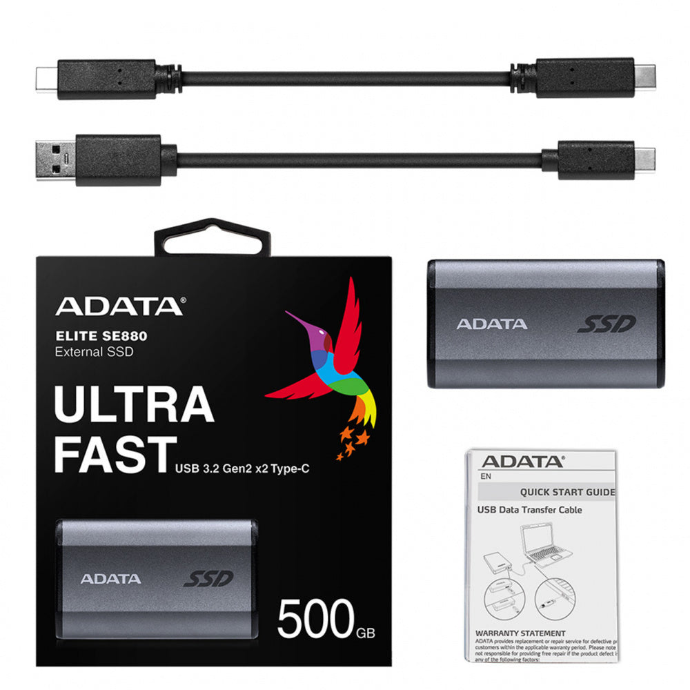 Unidad Ssd Ext Adata Se880 500gb Usb-C 3.2 Gris (Aeli-Se880-500gcgy)