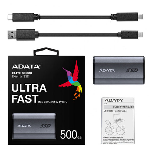 Unidad Ssd Ext Adata Se880 500gb Usb-C 3.2 Gris (Aeli-Se880-500gcgy)