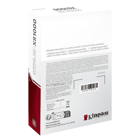 Unidad Ssd Kingston Xs1000 1Tb Portatil Usb 3.2 Type-C (Sxs1000/1000G)