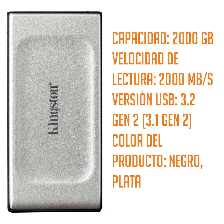 UNIDAD SSD KINGSTON XS2000 2000GB PORTATIL CONECTTYPE-C(SXS2000/2000G)