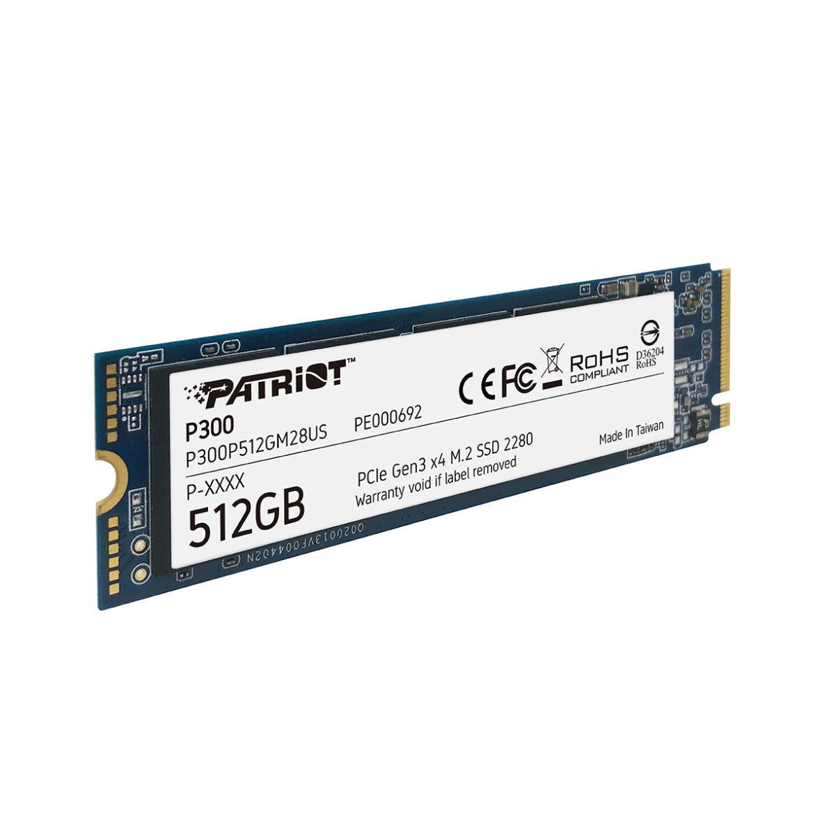 UNIDAD SSD M.2 PATRIOT P300 512GB 2280 PCIe 3.0 x4 (P300P512GM28)
