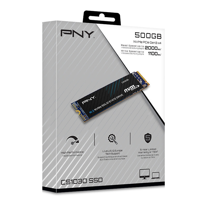 Unidad Ssd Pny M.2 500Gb, Nvme Pci Express 3.0, M.2, M280 Cs1030-500-Rb