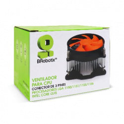 Ventilador Brobotix Para Cpu,Procesadores Lga 1150, 1151, 1155, 1156, Intel Core I3, I5, Conector De 3 Pines