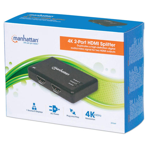Video Splitter Manhattan Hdmi Uhdtv 4k 30 Hz, 1 In: 2 Out 207669