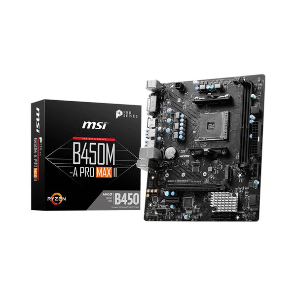 Tarjeta Madre Msi B450M-A Pro Max Ii Am4, 2X64Gb Ddr4, Hdmi, Dvi-D, Pci3